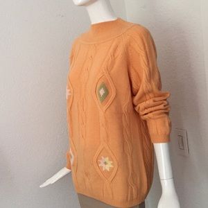Andre Maurice peach cable knit Cashmere sweater